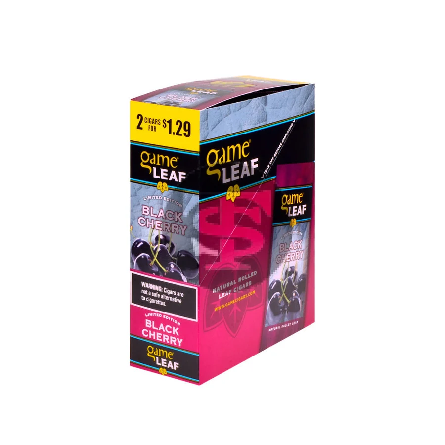Game Leaf Black Cherry Cigarillos 2 for $1.29 Cents 15 Pouches of 2