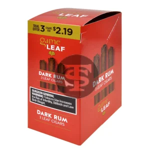 Game Leaf Dark Rum Cigarillos 3 for $2.19, 10 Pouches of 3