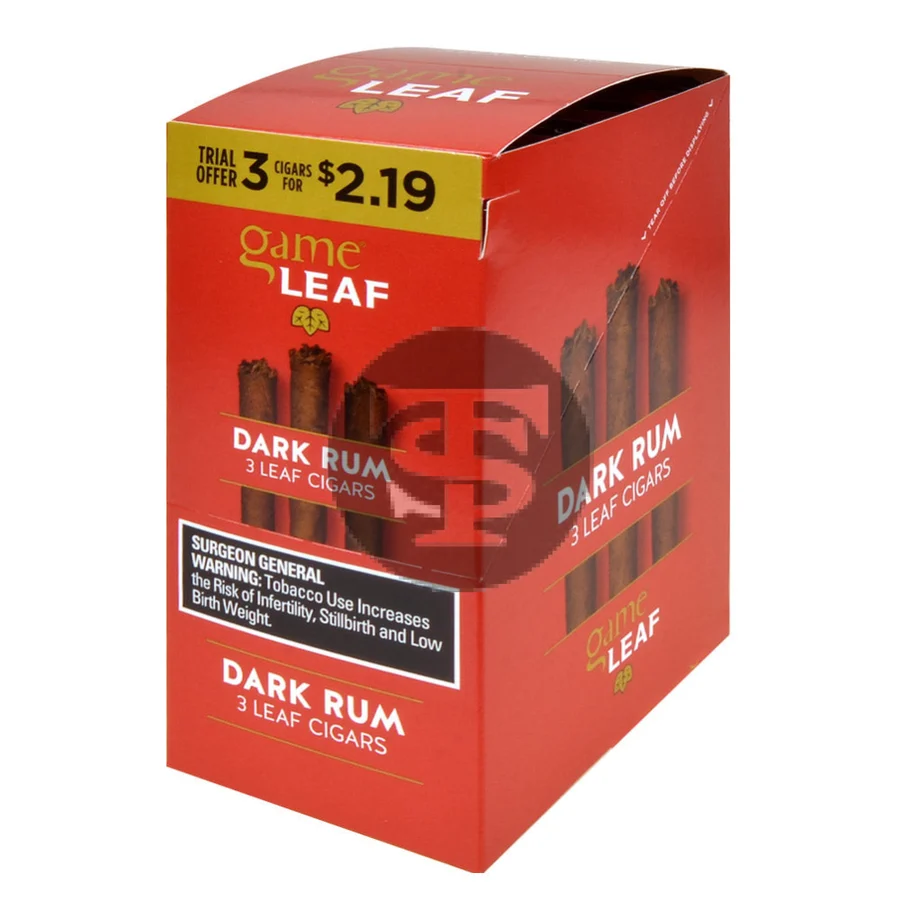 Game Leaf Dark Rum Cigarillos 3 for $2.19, 10 Pouches of 3