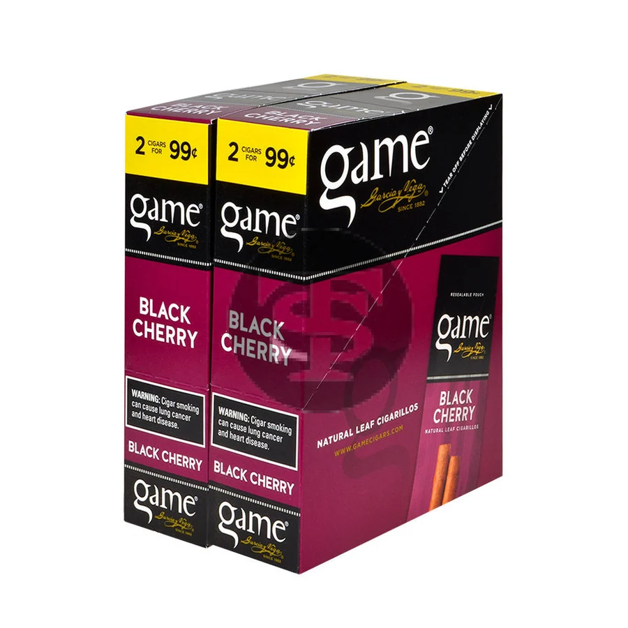 Game Vega Cigarillos Black Cherry Foil 2 for 99 Cents 30 Pouches of 2