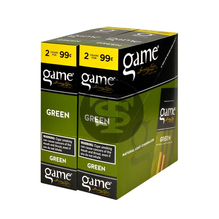 Game Vega Cigarillos Green Foil 2 for 99 Cents 30 Pouches of 2