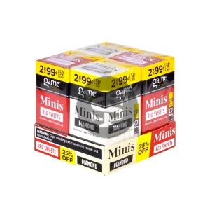 Game Mini Cigarillos Display of 120ct Red Sweets & Diamond