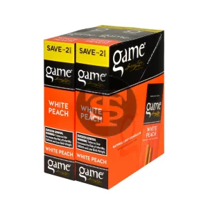 Game Vega Cigarillos White Peach Foil 30 Pouches of 2
