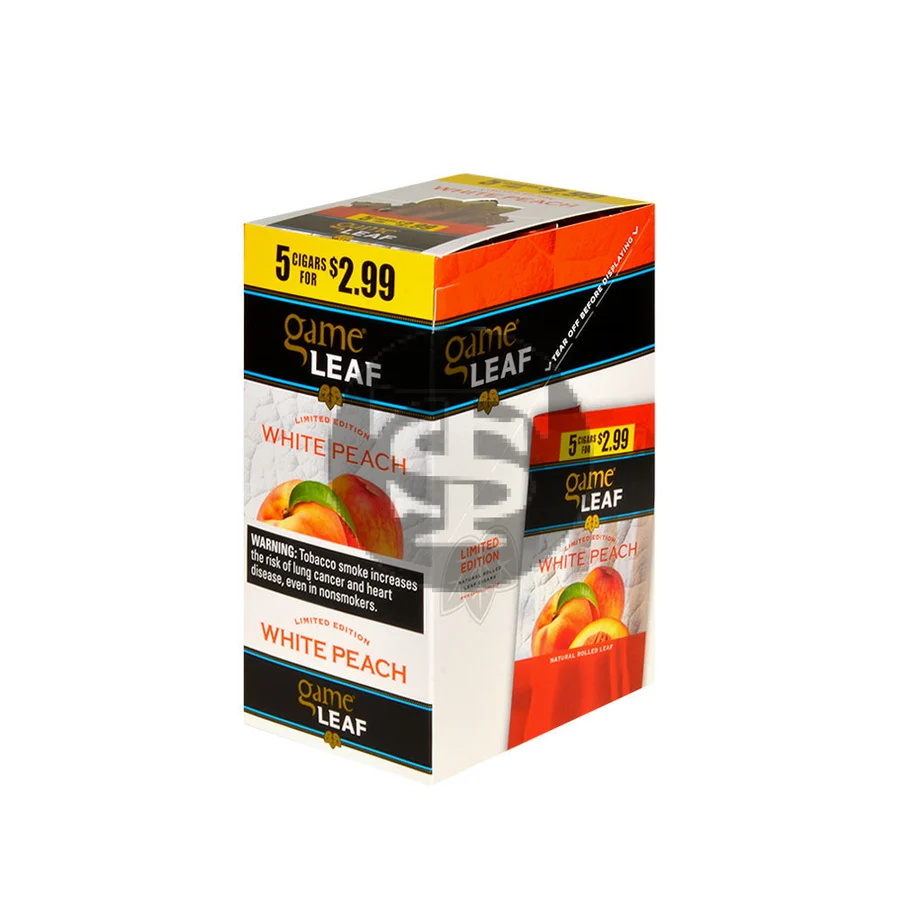 Game Leaf Cigarillos 5 for $2.99 White Peach 8 pack of 5
